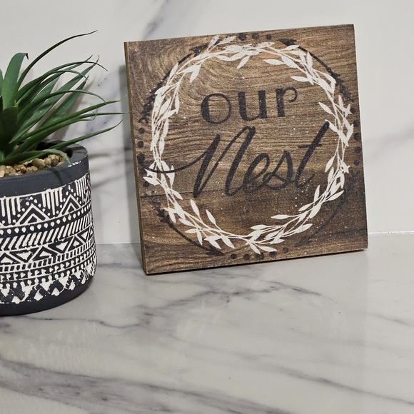 Other - Wooden 'Our Nest' Sign with White Wreath